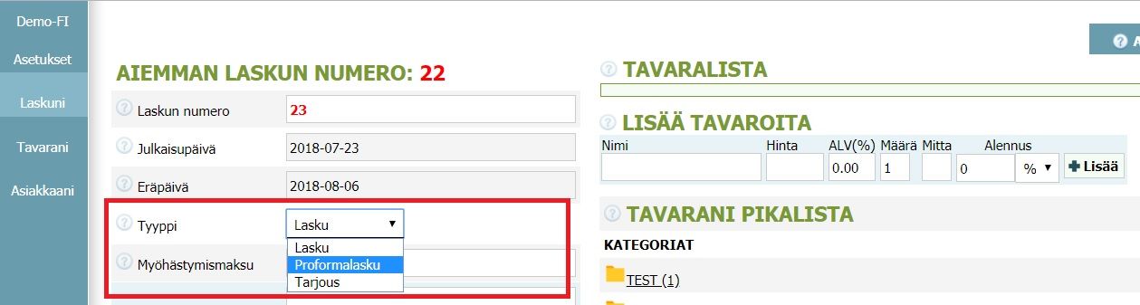 Kuinka luoda proforma lasku Kuinka luoda proforma lasku