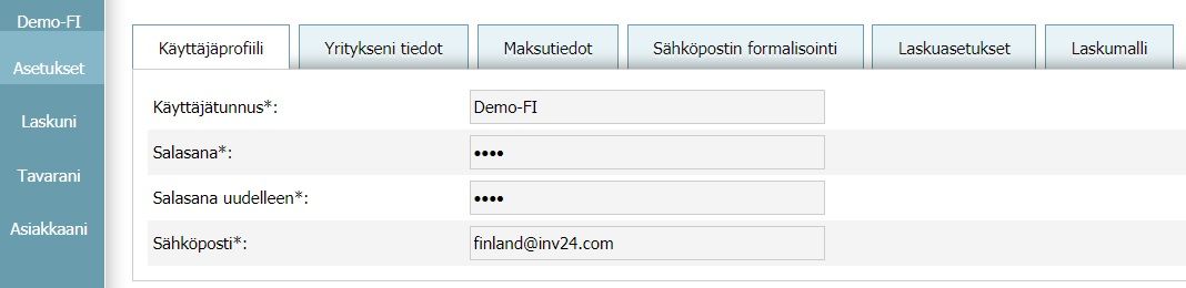 Käyttäjäprofiili - Asetukset Käyttäjäprofiili - Asetukset