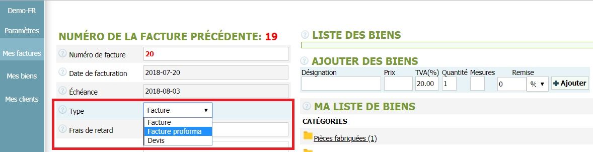 Comment créer une facture proforma