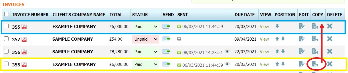 how to copy invoice