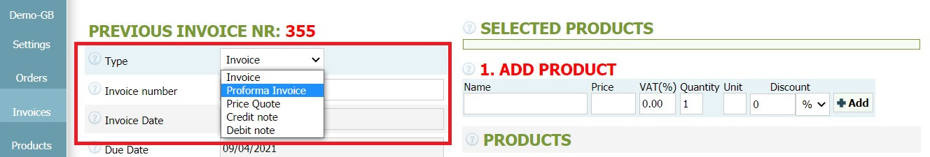 How to create a proforma invoice