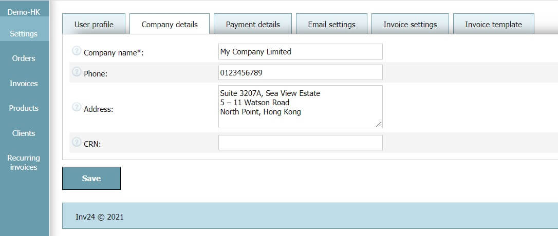 User Profile - Business Details User Profile - Business Details