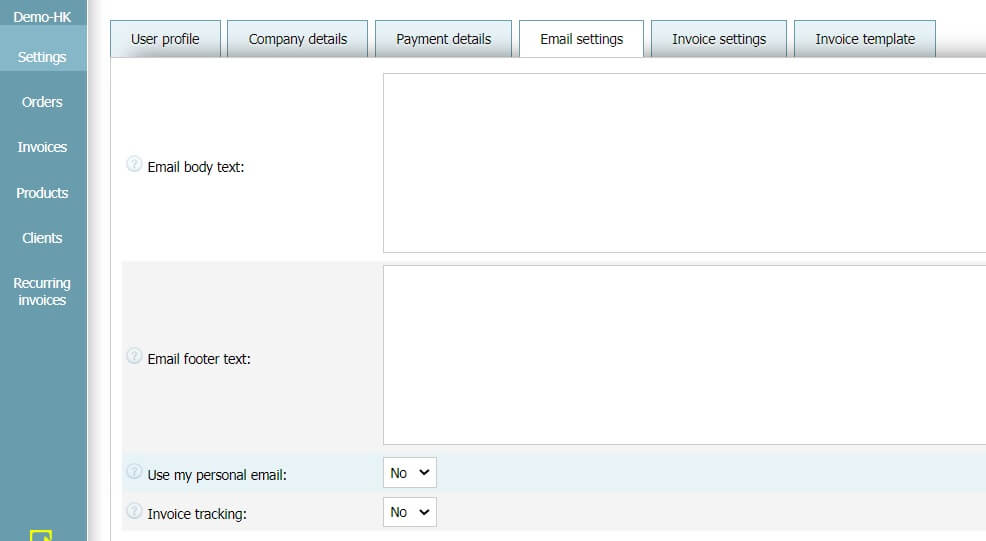 User Profile - Email Settings User Profile - Email Settings
