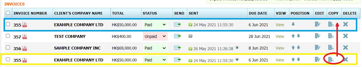 how to copy invoice