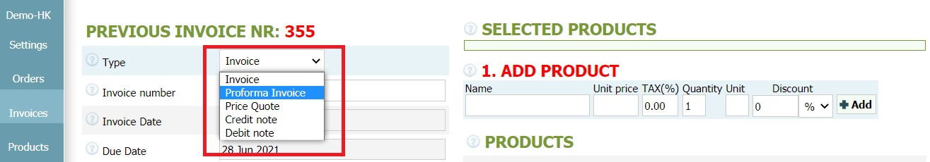 How to create a proforma invoice