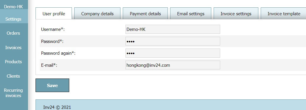 User Profile - Settings User Profile - Settings