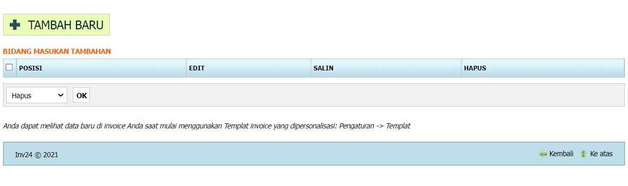 Bidang masukan tambahan Bidang masukan tambahan