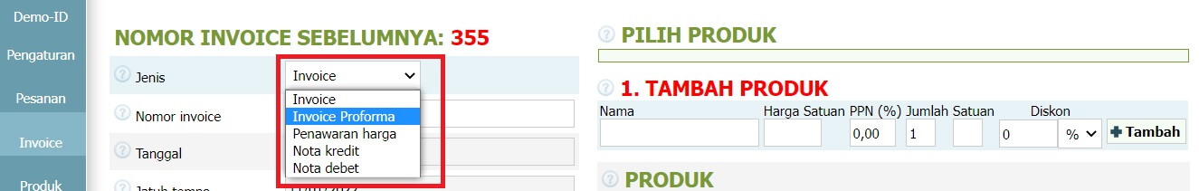 Cara membuat invoice proforma