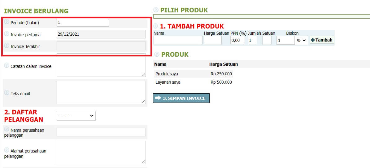 Cara membuat invoice berulang