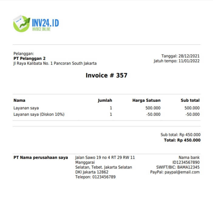 invoice dengan diskon