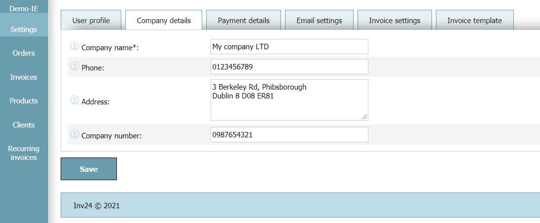 User Profile - Business Details User Profile - Business Details