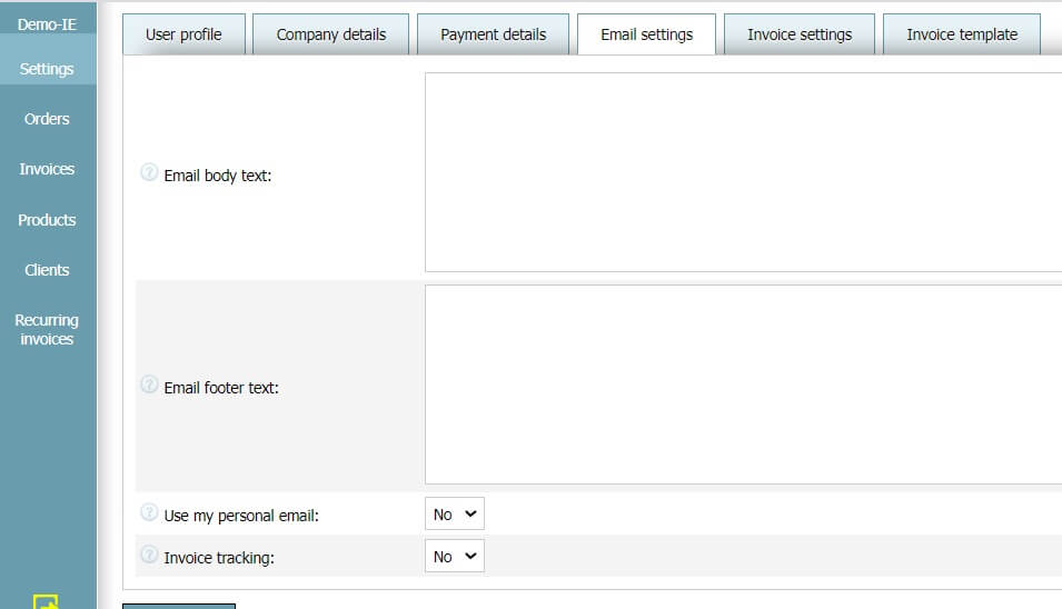 User Profile - Email Settings User Profile - Email Settings