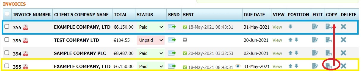 how to copy invoice