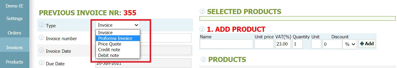 How to create a proforma invoice