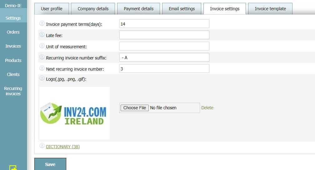 Invoice Settings Invoice Settings