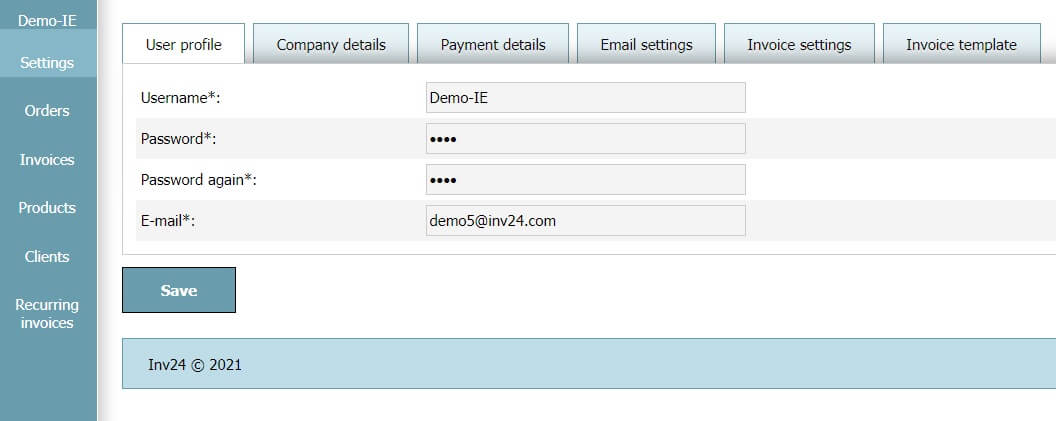 User Profile - Settings User Profile - Settings