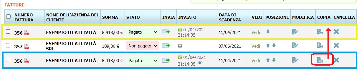 come copiare la fattura