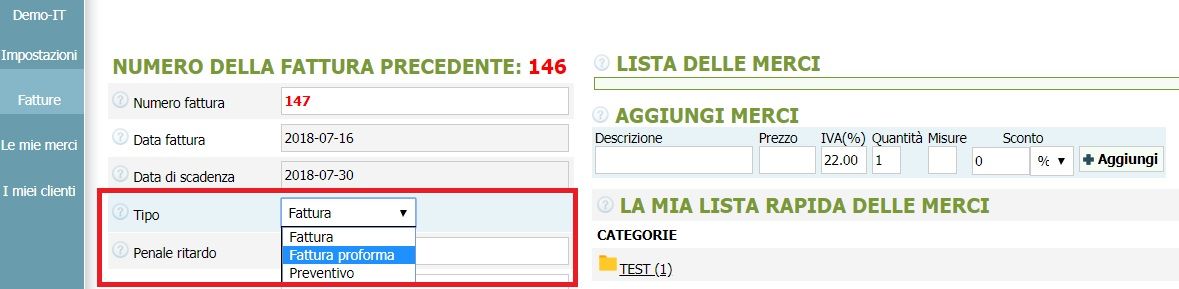 Come creare una fattura proforma