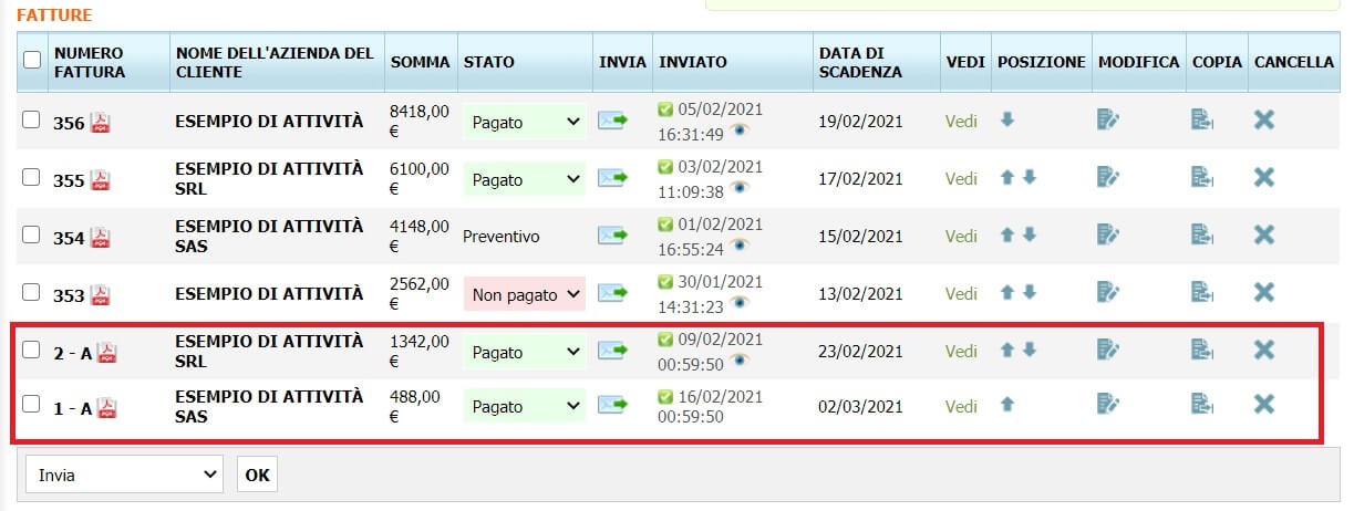 Fatture ricorrenti Fatture ricorrenti