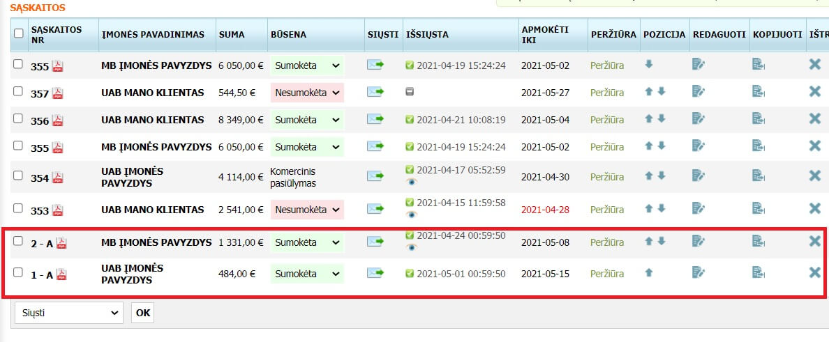 Pasikartojančios sąskaitos Pasikartojančios sąskaitos