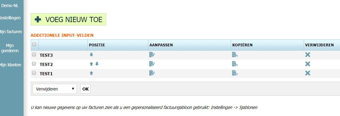 Additionele input-velden