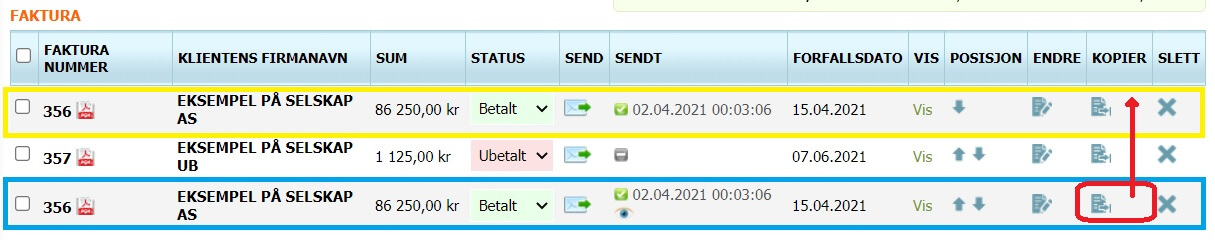 Hvordan kopiere en faktura