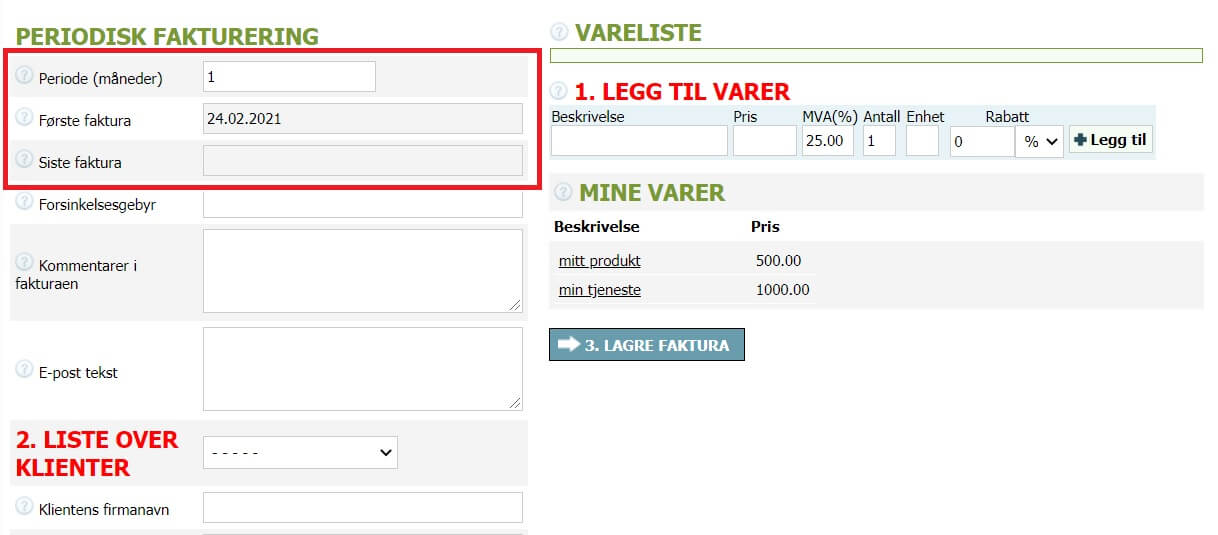 Slik oppretter du gjentakende fakturaer Slik oppretter du gjentakende fakturaer