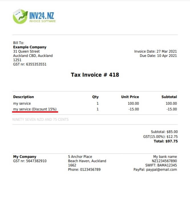 invoice with discounts invoice with discounts
