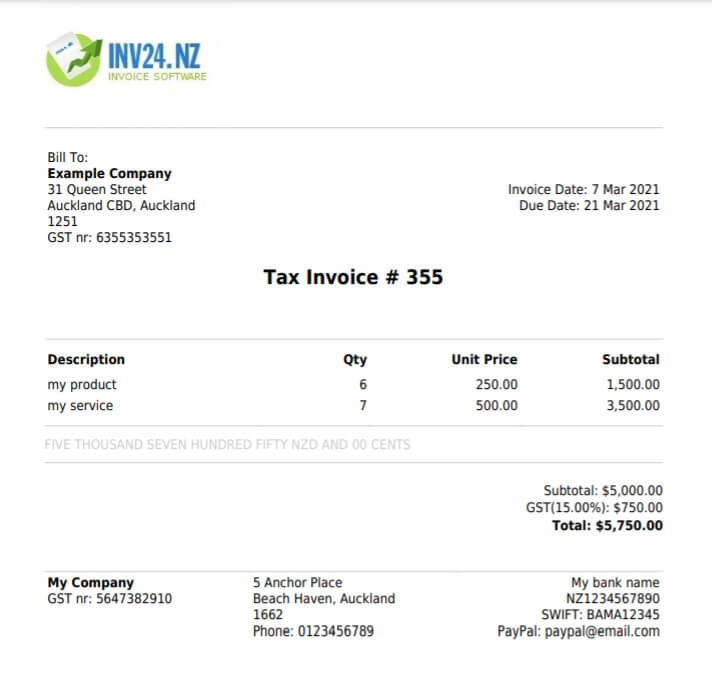 PDF invoice example: PDF invoice example: