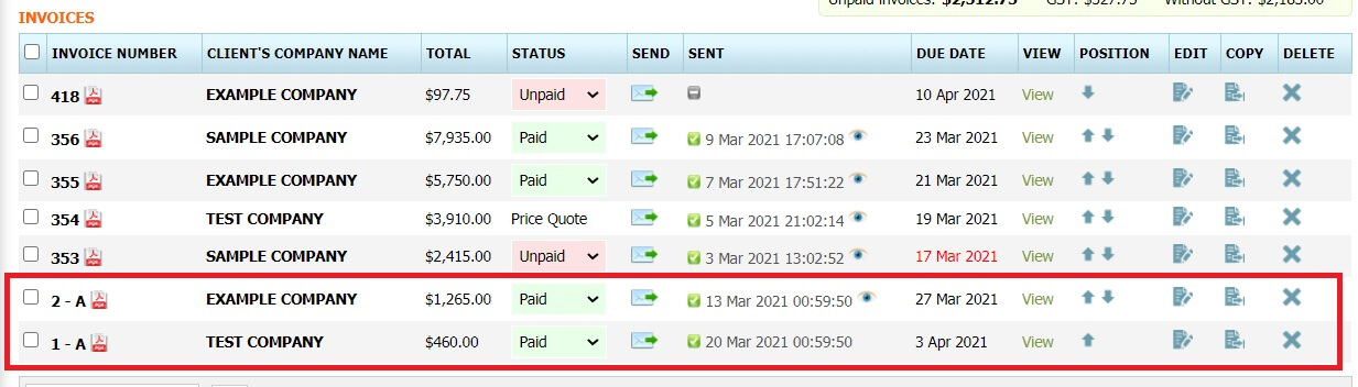 Recurring invoices Recurring invoices