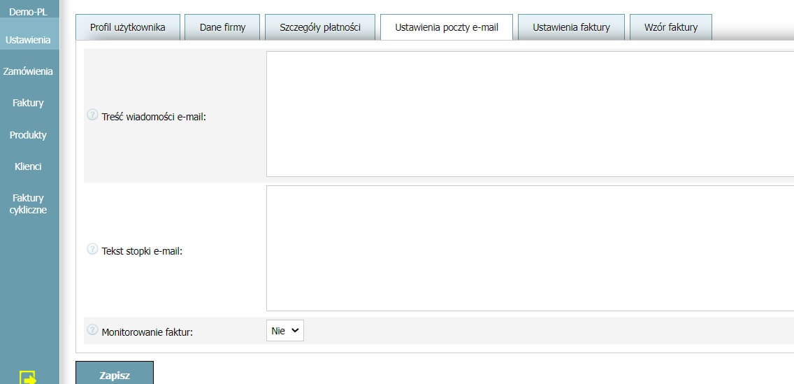 Profil użytkownika - Ustawienia poczty e-mail Profil użytkownika - Ustawienia poczty e-mail