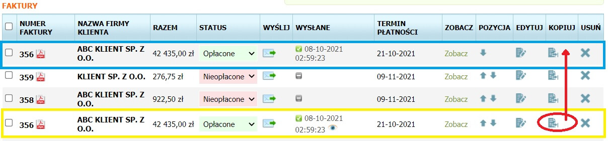 jak skopiować fakturę