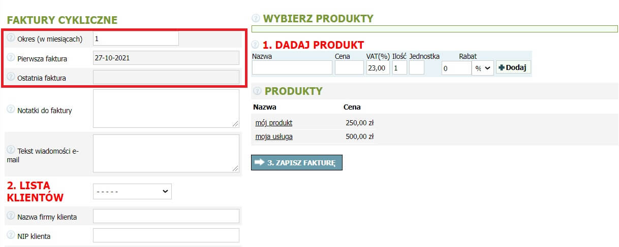 Jak tworzyć faktury cykliczne?