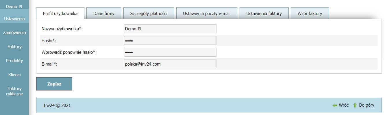 Profil użytkownika - Ustawienia Profil użytkownika - Ustawienia