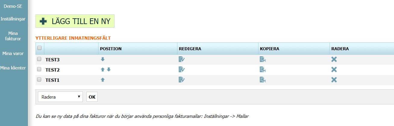 Ytterligare inmatningsfält Ytterligare inmatningsfält