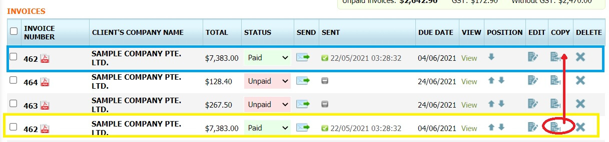 how to copy invoice