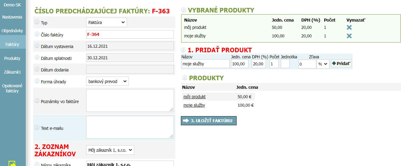 Vystavenie faktúry Vystavenie faktúry