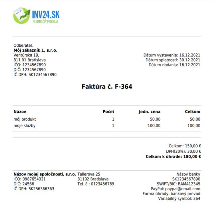 Príklad faktúry PDF: Príklad faktúry PDF: