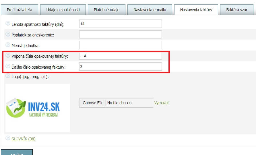 V nastaveniach faktúr môžete nastaviť 2 parametre pre opakované faktúry: V nastaveniach faktúr môžete nastaviť 2 parametre pre opakované faktúry: