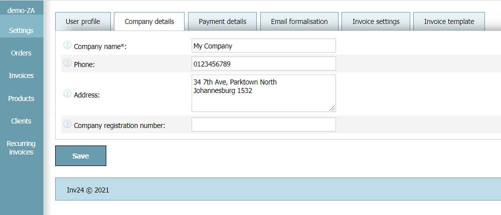 User Profile - Business Details User Profile - Business Details