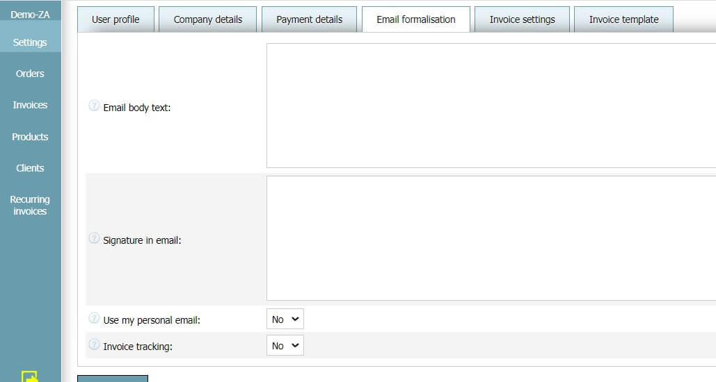 User Profile - Email Settings User Profile - Email Settings