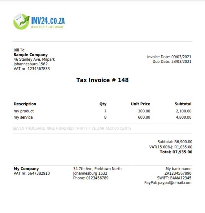 PDF invoice example: PDF invoice example: