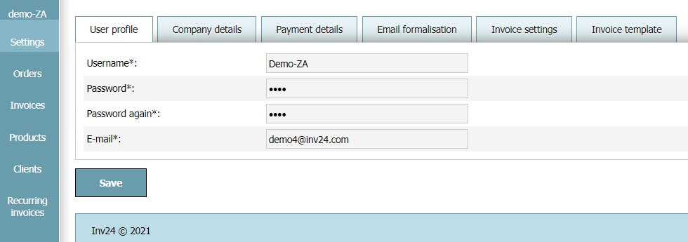 User Profile - Settings User Profile - Settings