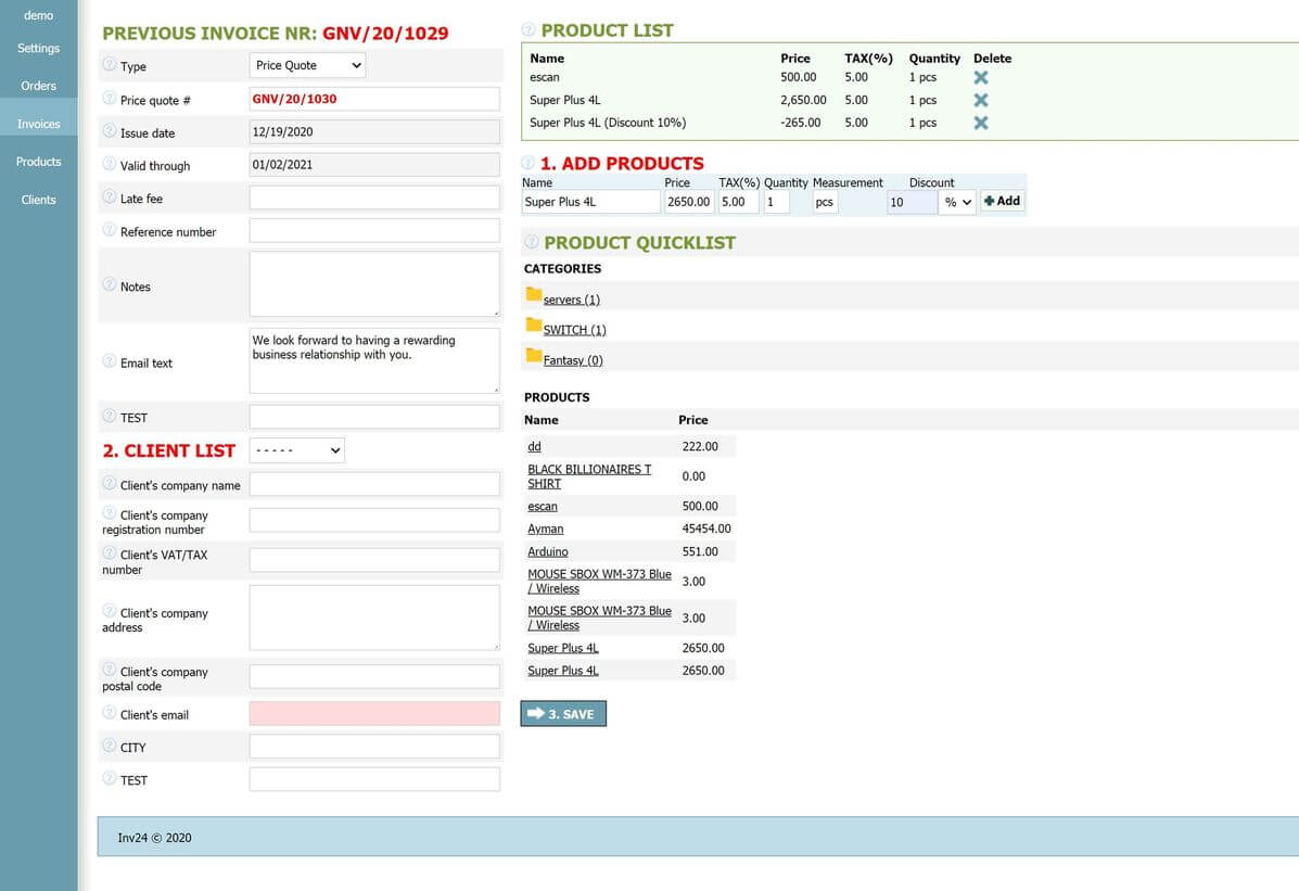 Online Quoting Software for Small Business Inv24